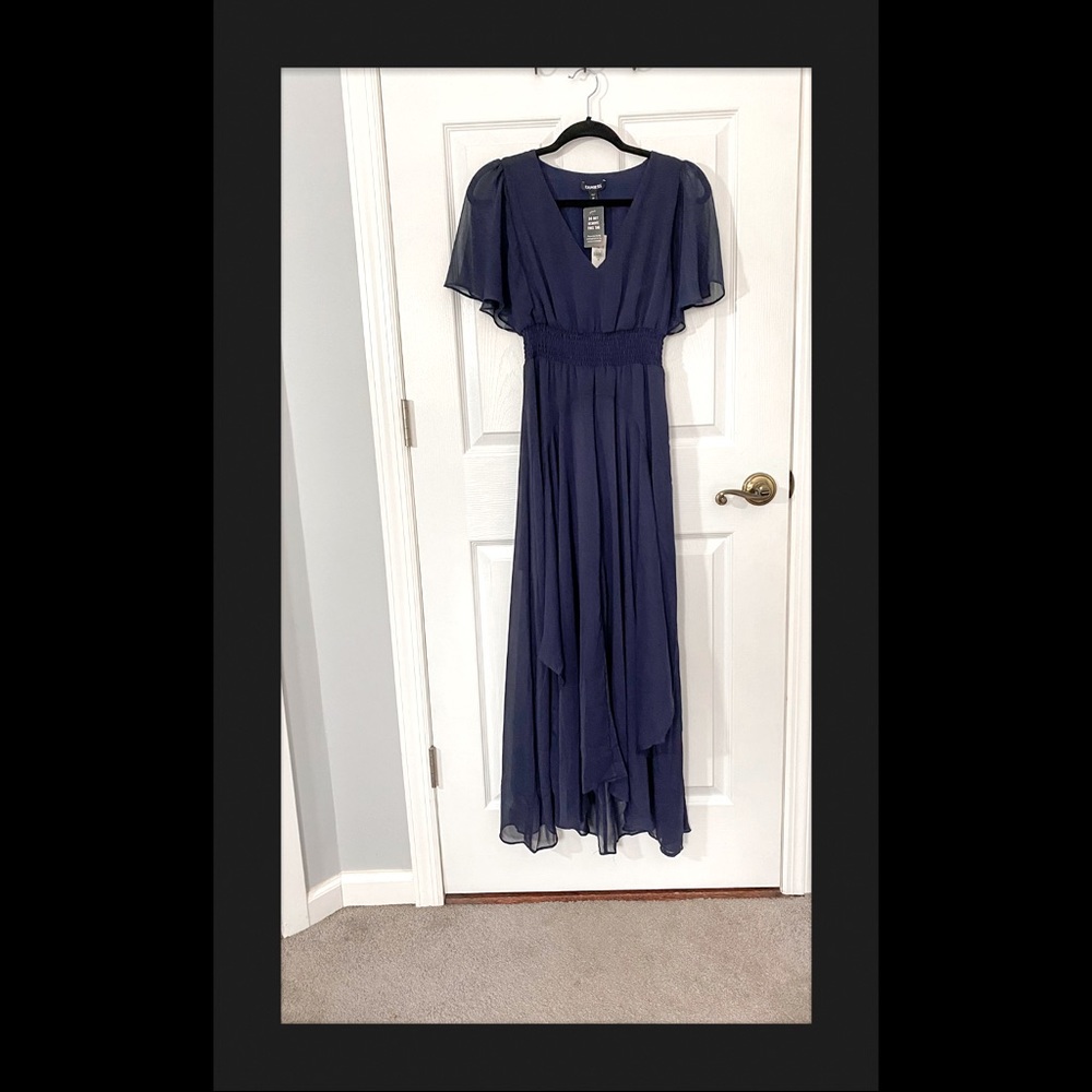 Smocked Waist Flutter Sleeve Midi Dress